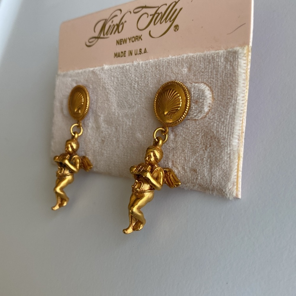NWT Kirks Folly Angels Gold Tone Earrings - Picture 5 of 8